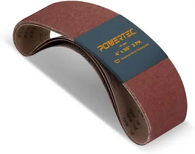 POWERTEC 110680 4  X 36  80 Grit Aluminum Oxide Sanding Belt 3-Pack Power Tool • $20.36