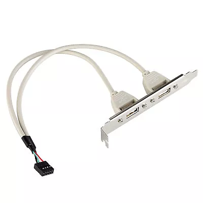 Mainboard 9 Pin Header To 2 Port USB Cable PCI Rear Bracket Panel Full Height • $7.18