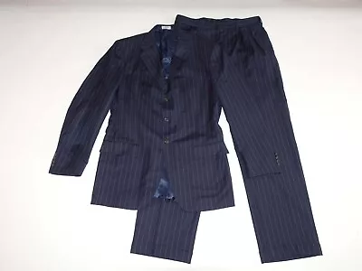 Polo Ralph Lauren Men's Pinstripe 3 Button Suit Size 40 Long 34 X 31.5 Navy Blue • $74.99