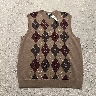 Banana Republic Sweater Vest Mens Medium Brown Merino Wool Preppy Dress • $19.99