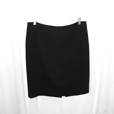 Women's Halogen Black Skirt Career Wear Front Seams Kick Pleat Size 12 Pre-Owned • $12.75