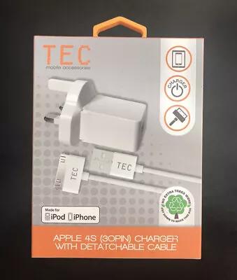 TEC Mobile Accessories Apple 4S (30Pin) Charger With Detachable Cable • £8