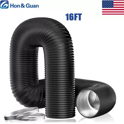 Hon&Guan Dryer Vent Hose 4/5/8'' Insulated Flexible Duct 16FT With 2 Duct Clamps • $24.69