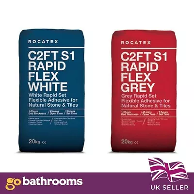 C2FT S1 Rapid Set Flexible Adhesive For Tile & Natural Stone White Grey 20KG • £24.99