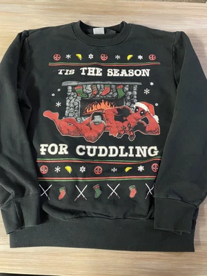$9.99 • Buy Euc Marvel Deadpool Black Christmas Sweatshirt Men Size Xxl
