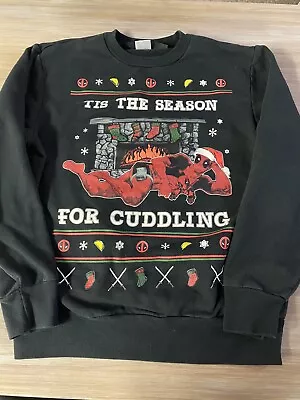 Euc Marvel Deadpool Black Christmas Sweatshirt Men Size Xxl • $9.99