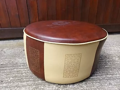 60er Vintage Stool Seat Cushion Pouf Ottomane Pillow Leatherette 60s Kaminhocker • $69.24
