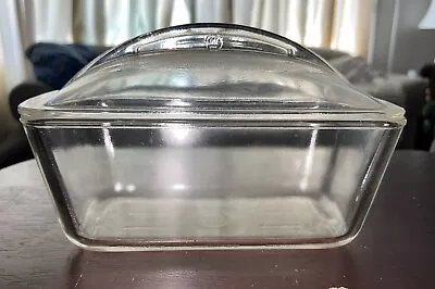 Vintage Westinghouse Clear Glass Loaf Pan With Lid Refrigerator Safe 9 X 5  • $16