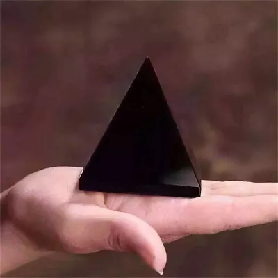 Heka Naturals Polished Shungite Pyramid Healing Crystals Gemstone | Home Decor • $10.59