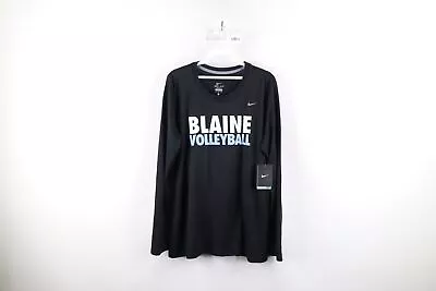 New Nike Womens Large Spell Out Blaine Volleyball Long Sleeve T-Shirt Black • $22.45