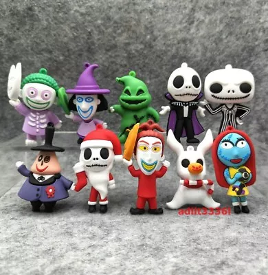 10Pcs/Set The Nightmare Before Christmas Jack Skellington Figure Toys Kid Xmas • £15.95