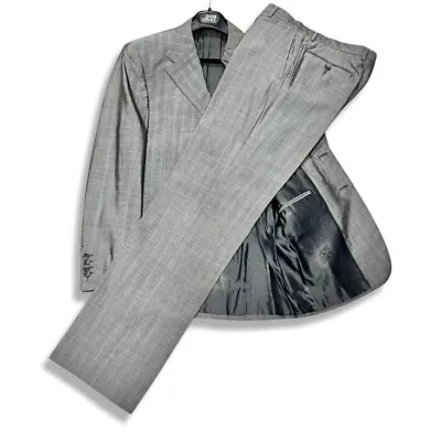 GIANNI VERSACE COUTURE Men's Striped Wool Silk Single-Breasted Suit Size 52 Gray • $300