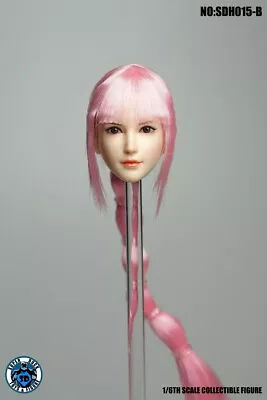 SUPER DUCK SDH015B Asia Loli Girl Head Sculpt Model 1/6 Pale Skin Pink Hair • $14.71