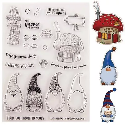 £4.59 • Buy Mushroom House & Gnome Clear Rubber Stamp For Scrapbook Decorative Card Making