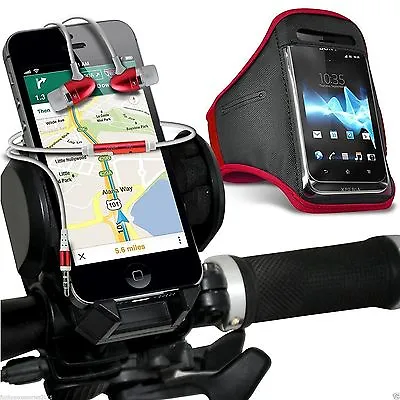 Quality Bike Bicycle Holder+Sports Armband Case Cover+In Ear Headphones✔Pink • £14.95