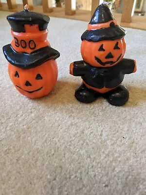 Vintage Halloween Jack O Lantern Candles Set Of Two • $12.90