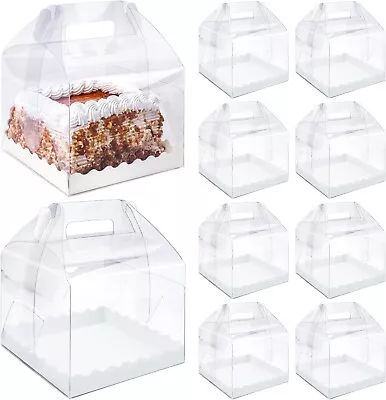 ?10 Pack Square Transparent Plastic Cake Display Gift Box? • £23.49