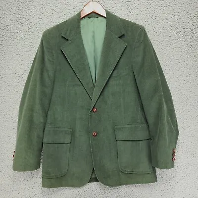 Vtg Craig Scott Corduroy Sport Coat Mens 39R Green Blazer • $45