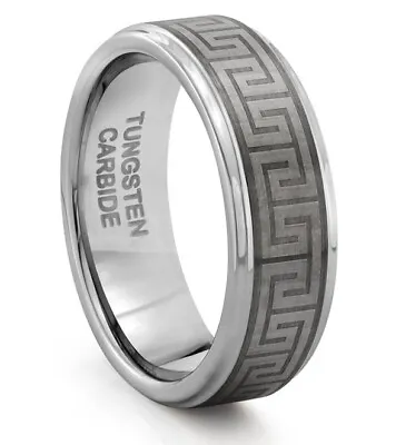TungstenMasters 8MM/6MM Tungsten Mens/Womens Celtic Greek Key Wedding Band Ring • $34.95