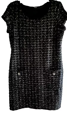 MSK Boucle Knit Dress - L - Scoop Neck Short Sleeves Hip Line Pockets Lined • $9.99