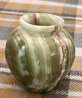 Pakistan Green Marbled Onyx Stone 3.5” Egg Flower Vase • $19.19