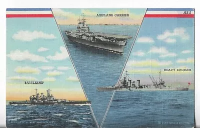 VTG Postcard-Official US Navy Photographs Battleship Airplane Carrier Cruiser • $7.29