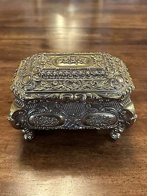 Vintage Gold Music Box - Trinket Jewelry Casket Gold Velvet Interior /Over Wound • $75