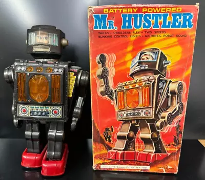 Horikawa S.H Japan Tin Battery Operated Mr Hustler Tin Robot Works • $1100