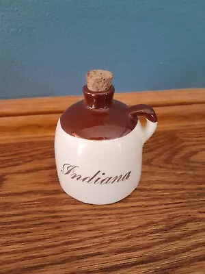 VINTAGE Little Brown & Tan MOONSHINE JUG Indiana Souvenir Made In W Virginia  • $3.99