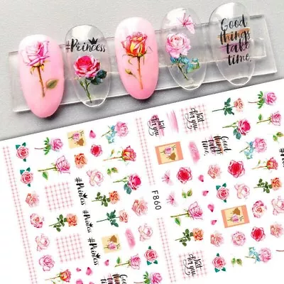 3D Nail Art Sticker PINK Rose Flower Decal Manicure Peel &Stick F860 NS3 • $2.79