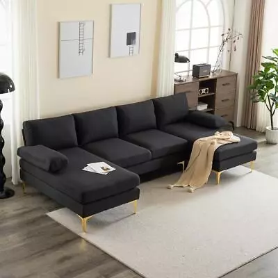 Heavy Duty U Shape Couch Sectional Sofa With Double Chaise Couch 110 Inch • $495.79