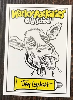 Topps Wacky Packages 2010 Old School 1 - JAY LYNCH SKETCH CARD Bubble Yuk Cow • $349.99