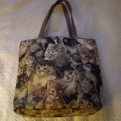 Vintage Cat Kitten Tapestry Tote Bag ( NEW/OLD STOCK  ) • $9.99