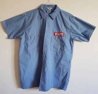 Vintage 1950's- Lion-Large Mechanic's Shop Shirt- Blue Thick Cotton Short Sleeve • $24