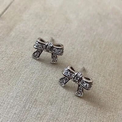 A Pair Of 925 Sterling Silver Diamonique Bow Stud Earrings DQCZ QVC • £14.95