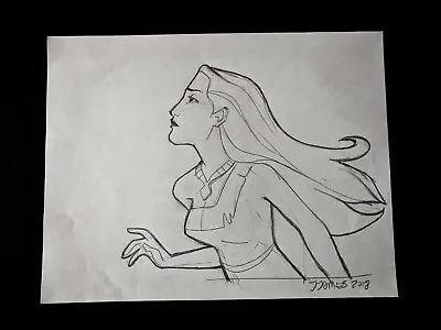 POCAHONTAS Signed JAMES ARTIST Hand Drawn Cartoon Art 8  X 11   • $17.10