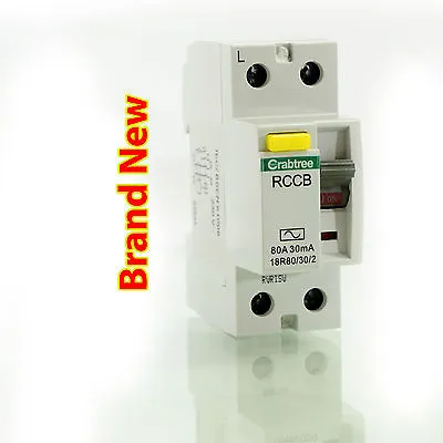 Crabtree 80A 30mA  2 Pole RCD 18R80/30/2 230V *Free Delivery* • £19.99