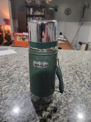 Vintage Aladdin Stanley A-1350B 24Oz Wide Mouth Thermos Green Vacuum Bottle • $15.99