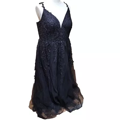 Size 22 Formal Dress Black Long Prom Gown Pageant Wedding Bridal Corset Tie • $79