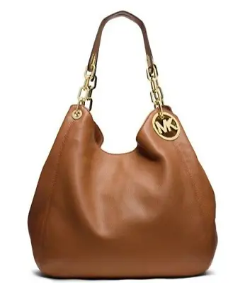 🌞michael Kors Fulton Luggage Brown Gold Chain Large Shoulder Tote Bag🌺nwt! • $260.39