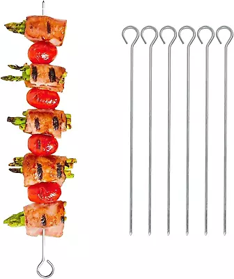 6 Pack BBQ Chrome Skewers Metal Barbecue Kebab Sticks Food Grill Cooking 11Inch  • £3.24