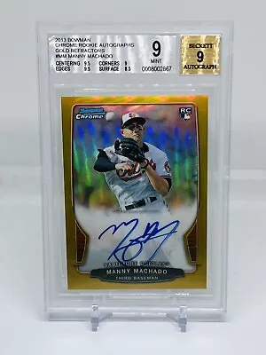 2013 Bowman Chrome Manny Machado Gold Refractor Auto /50 Bgs 9 Rookie Orioles • $1200