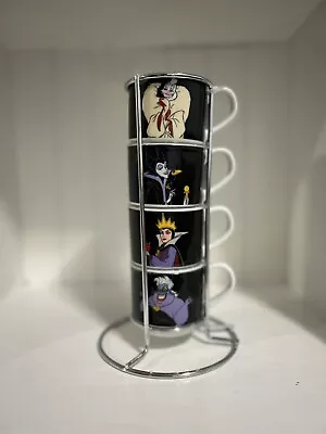 Disney Villains Stackable Set Of 4 Mini Mug 3oz Espresso Coffee Cup With Stand • $23.99