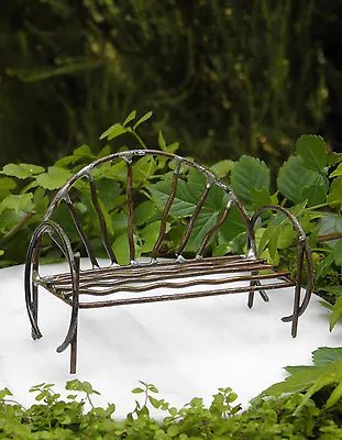 Miniature Dollhouse FAIRY GARDEN Rustic Antiqued Metal Vine Bench ~Buy 3 Save $6 • $10.15