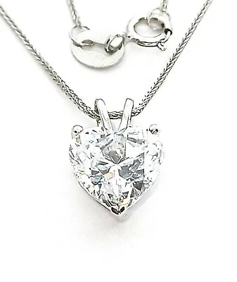 1.5carat Desgnr 18  Necklace Heart Fine Jewelry For Women SOLID 18K White GOLD  • $926.65