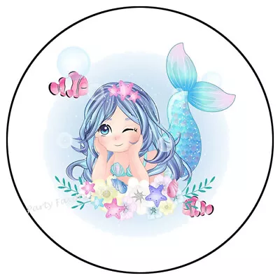 Adorable Mermaid With Flowers Envelope Seals Labels Stickers Party Favors • $4.49