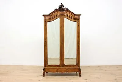 French Louis XV Antique Walnut Armoire Or Wardrobe Mirrors #47862 • $2750