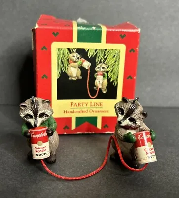 1988 Hallmark Party Line Raccoons Campbells Soup Cans Line Christmas Ornaments • $11.59