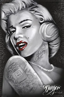 James Danger Marilyn Red Lips & Ink Tattoos Art Print Poster 24x36 • $13.98