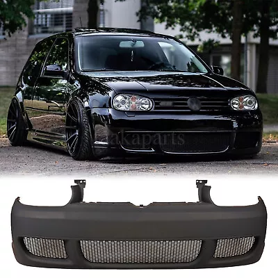 R32 Style Front Bumper Cover W/ Black Mesh Grille Fit 99-05 Volkswagen Golf MK4 • $332.26